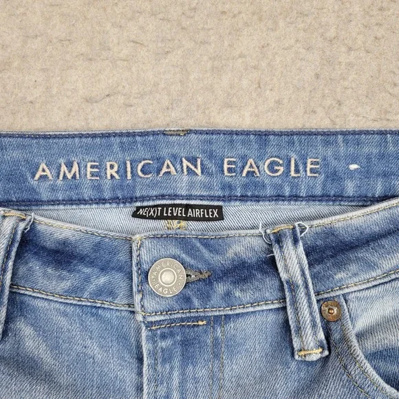 American Eagle Next Level Airflex Slim Jeans Mens 34x32 Distressed Light Wash - Picture 3 of 12
